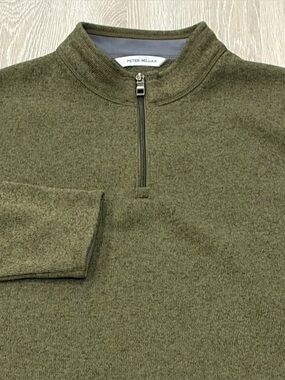 Peter Millar 1/4 Zip Mens XL Juniper Green Crown Comfort Fleece Sweater Golf